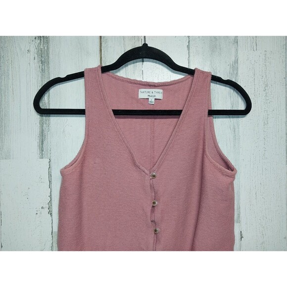 Texture & Thread S Mauve Blouse Top Madewell Sleeveless Ribbed V Neck Tie Front - Picture 3 of 6